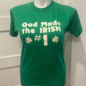 VTG Screen Stars Green Tee with White Lettering (#1 Irish)